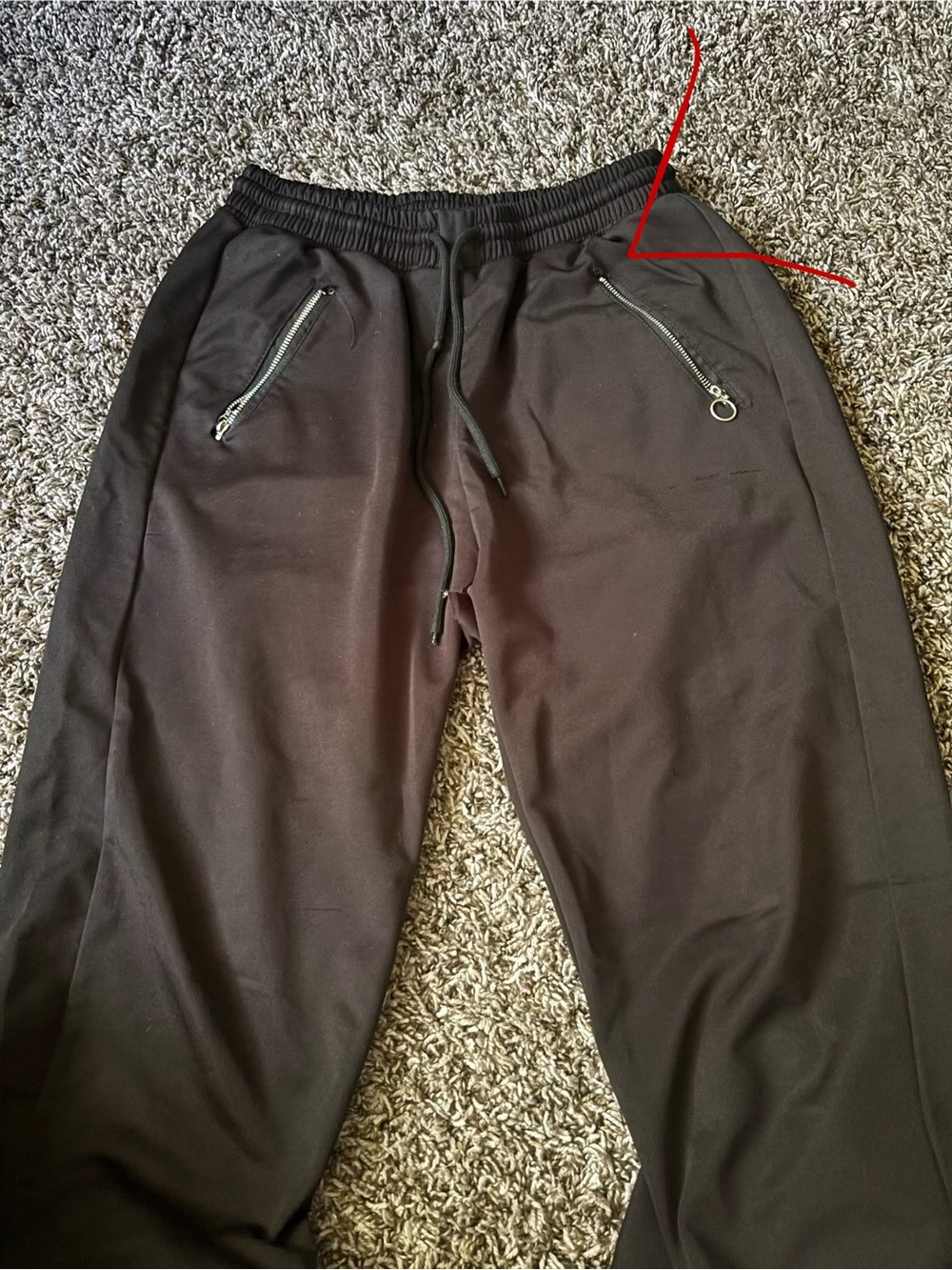 Women's Black Drawstring Joggers with Zip Pockets